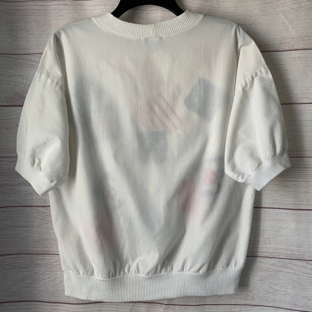 Vintage Caribou White Graphic Shirt with Patriotic Paisley Floral Patches Size M - Picture 5 of 16